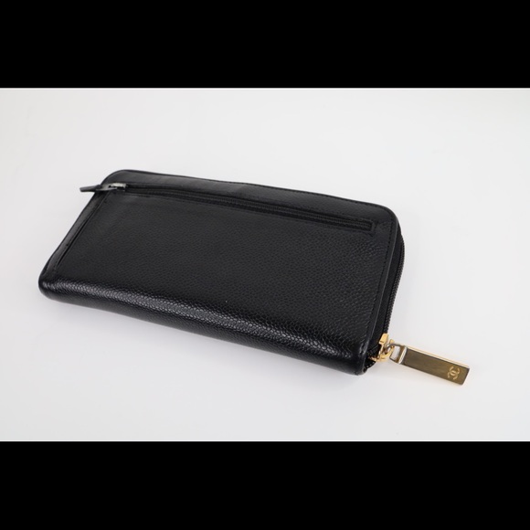 Authentic Vintage Chanel Large Black Caviar Timeless CC Zipper Around Wallet - Picture 8 of 13